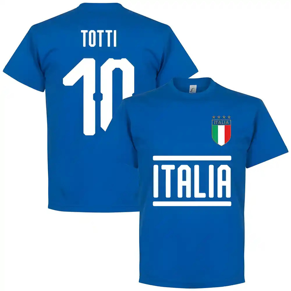 Italy Totti 10 Team T-Shirt - Royal Polyester Made By: Soccer Tees Men's Blue 4XL