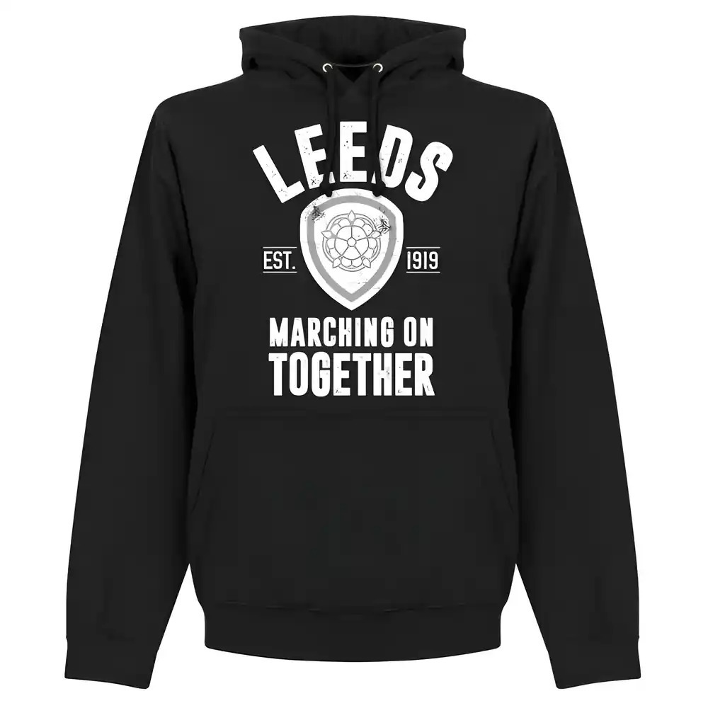 Leeds Established Hoodie - Polyester Made By: Soccer Tees Men's Black Large