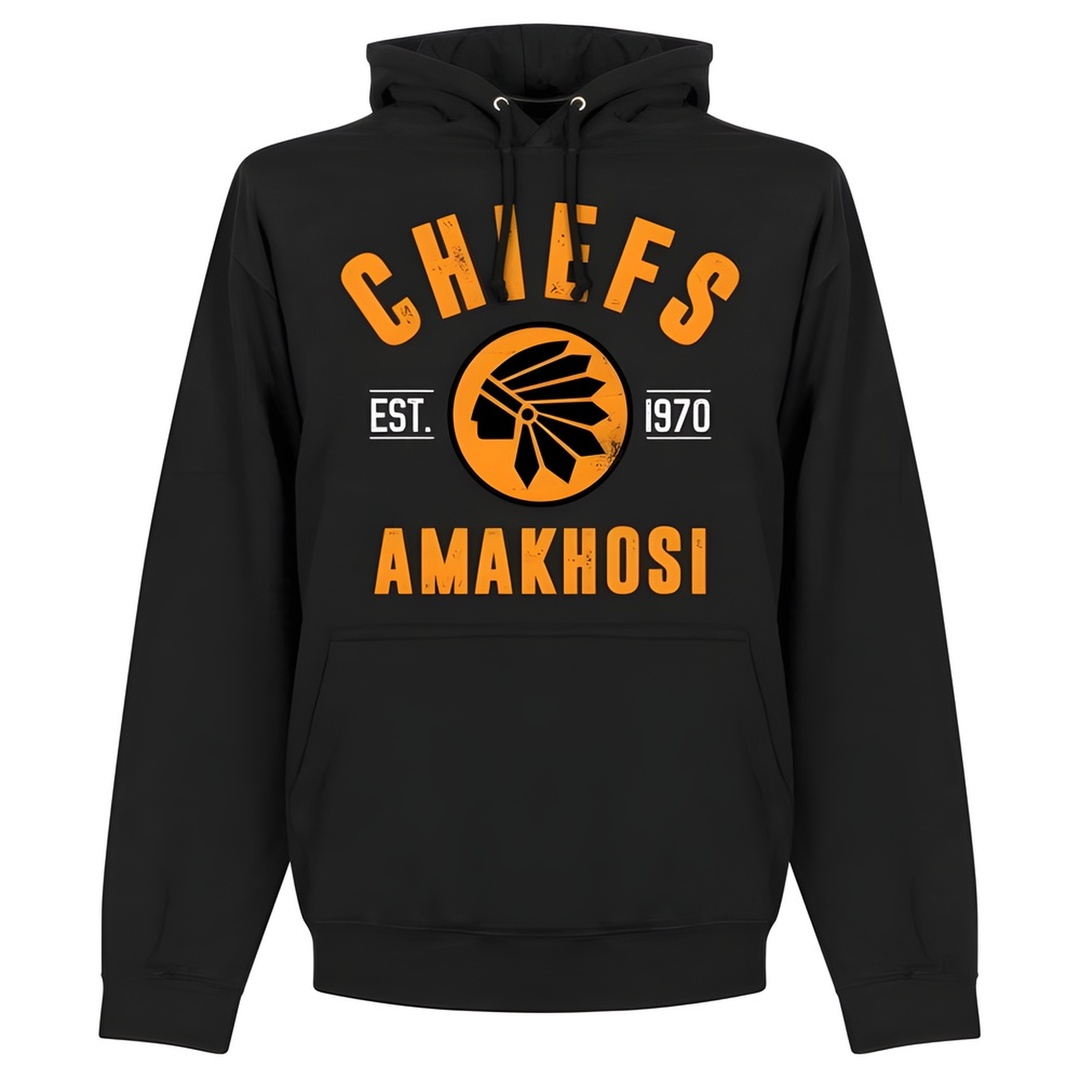 Kaizer Chiefs Established Hoodie - Polyester Made By: Soccer Tees Men's Black Medium