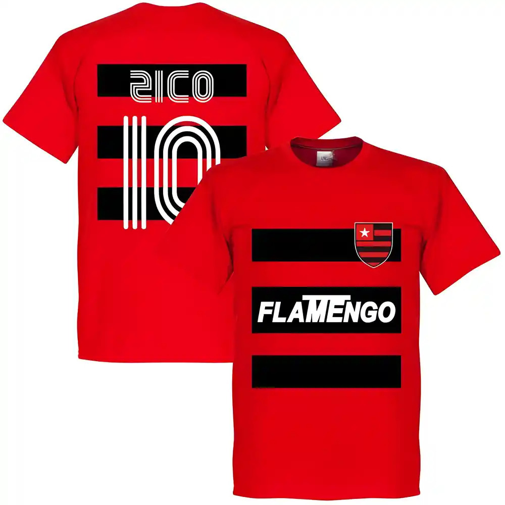 Flago Zico 10 Team T-Shirt - Polyester Made By: Soccer Tees Men's Red Extra Small