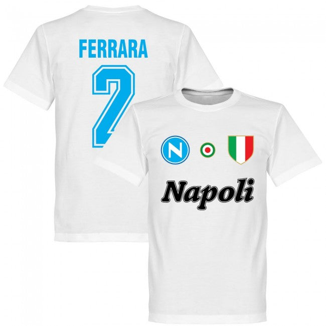 Napoli Ferrara 2 Team T-Shirt - Polyester Made By: Soccer Tees Men's White 5XL