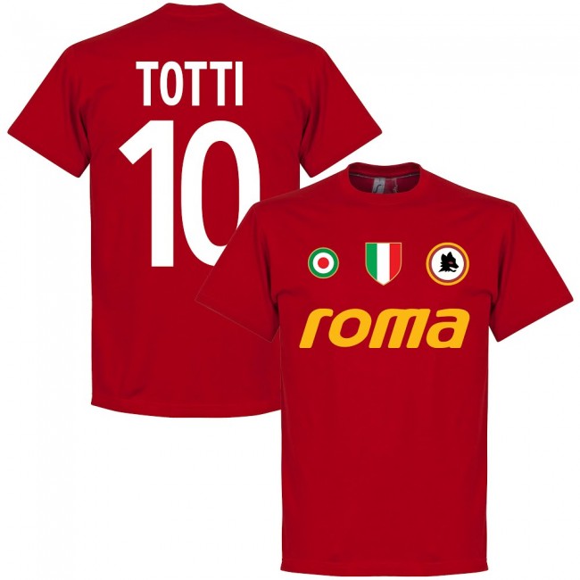 Roma Vintage Totti 10 Team T-Shirt - Tango Polyester Made By: Soccer Tees Men's Red 3XL