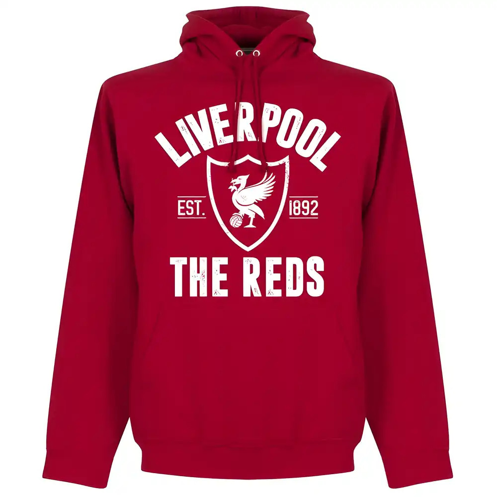 Liverpool Established Hoodie - Polyester Made By: Soccer Tees Men's Red Medium