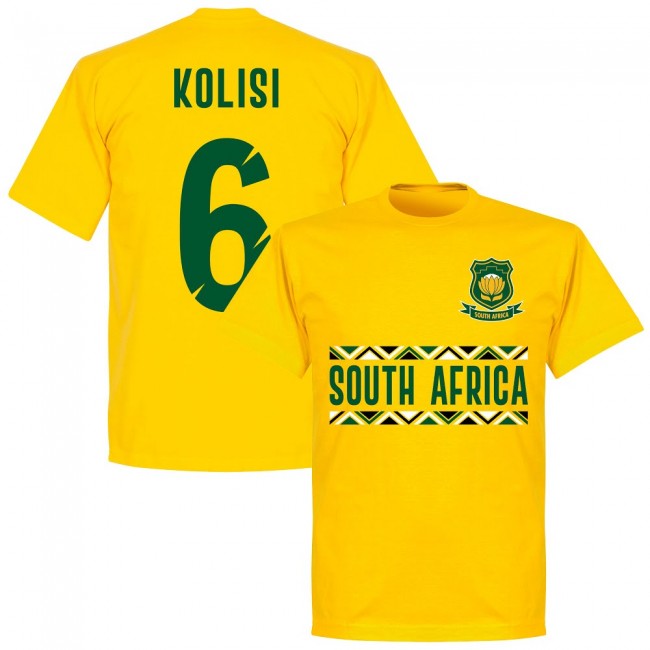 South Africa Rugby Team Kolisi 6 T-Shirt - Polyester Springboks Made By: Soccer Tees Men's Yellow Medium