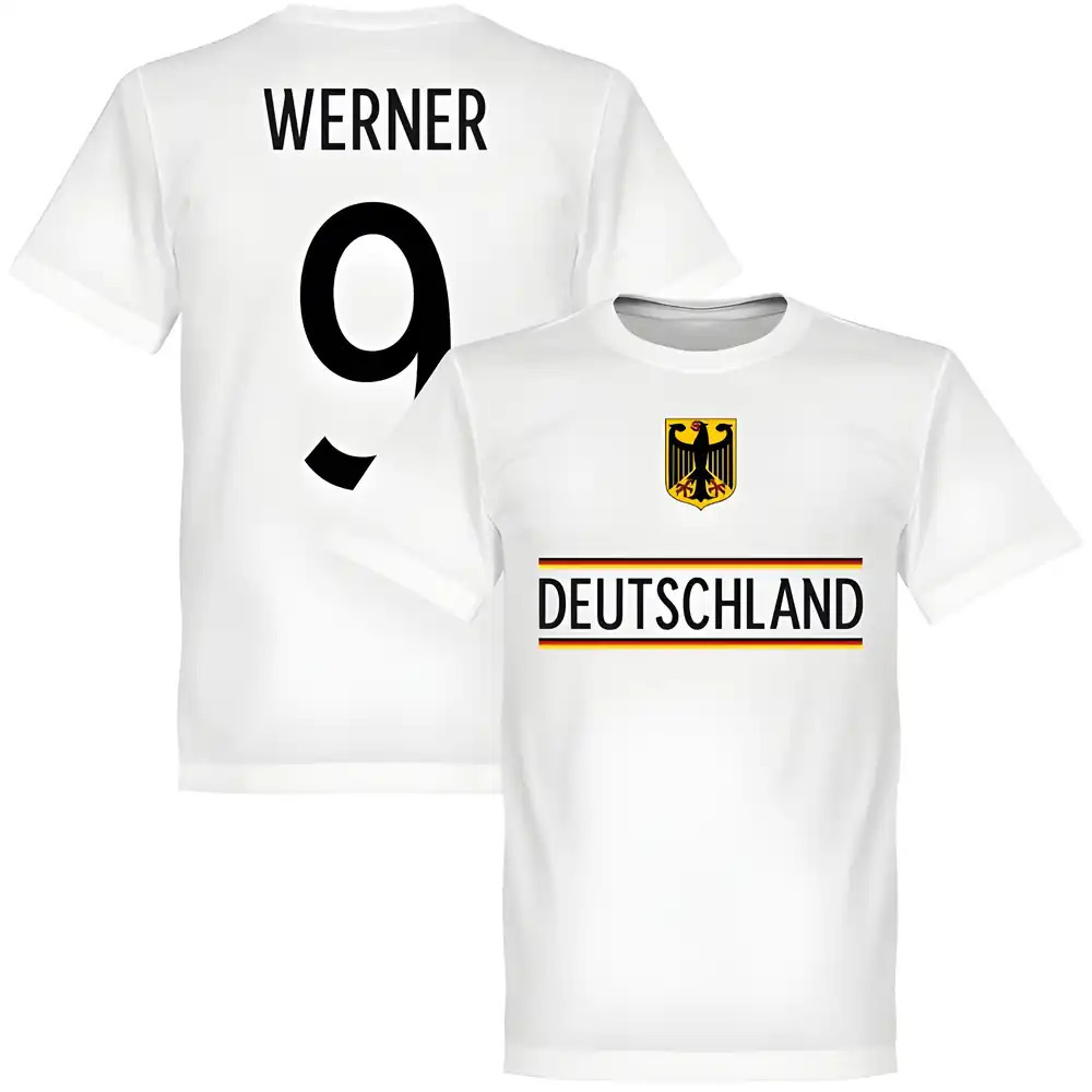 Germany Werner 9 2020 Team T-Shirt - Polyester Made By: Soccer Tees Men's White Extra Large