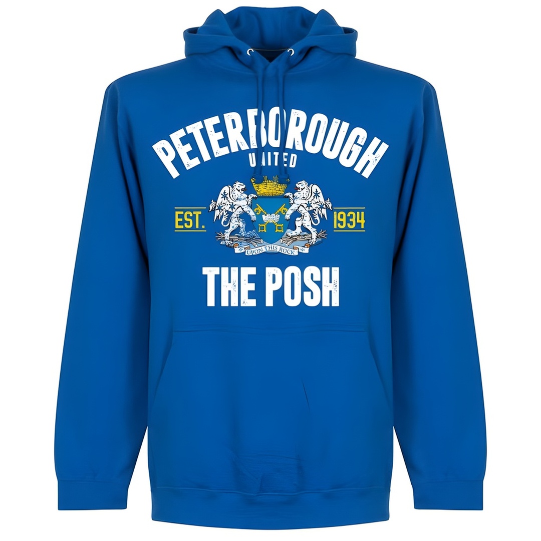 Peterborough Established Hoodie - Royal Polyester Made By: Soccer Tees Men's Teal 3XL