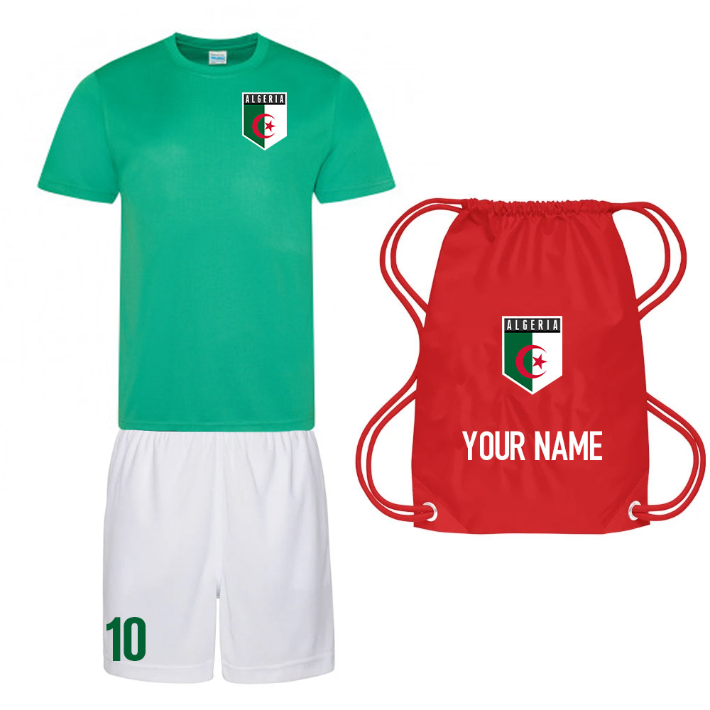 Personalised Algeria Training Kit Package Polyester Uksoccershop Men's Green Large