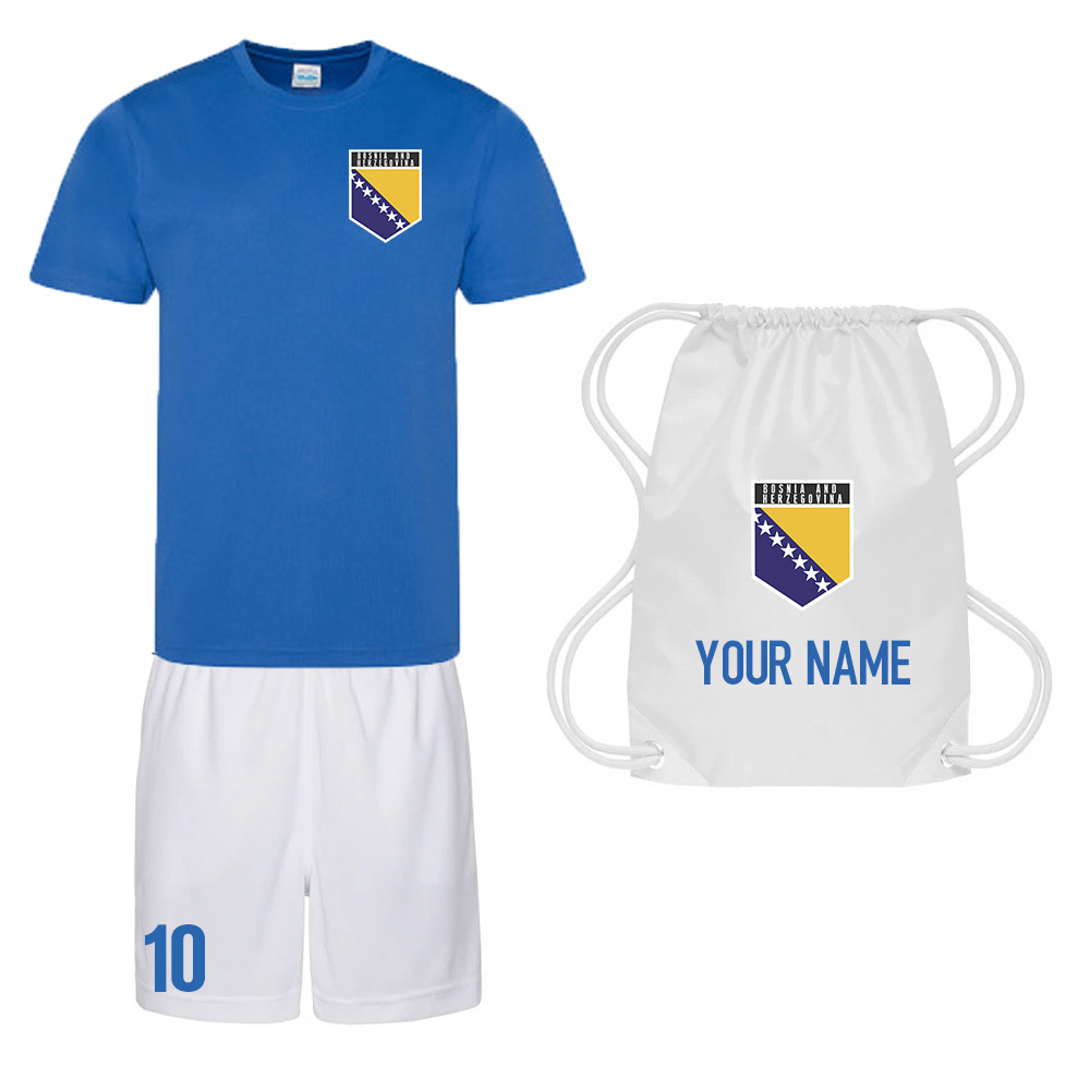 Personalised Bosnia And Herzegovina Training Kit Package Polyester Uksoccershop Men's Blue Xxl