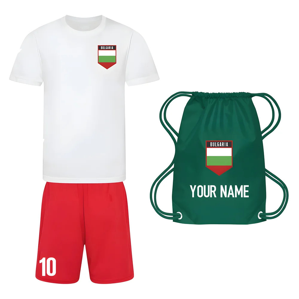 Personalised Bulgaria Training Kit Package Polyester Uksoccershop Men's White Small