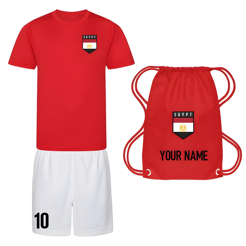 Personalised Egypt Training Kit Package Polyester Uksoccershop Men's Red Medium