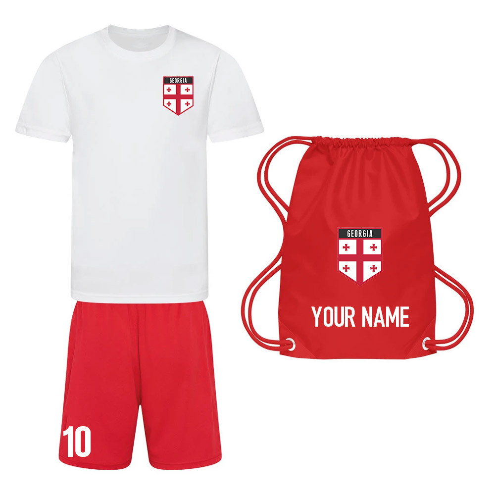Personalised Georgia Training Kit Package Polyester Uksoccershop Men's White Extra Large