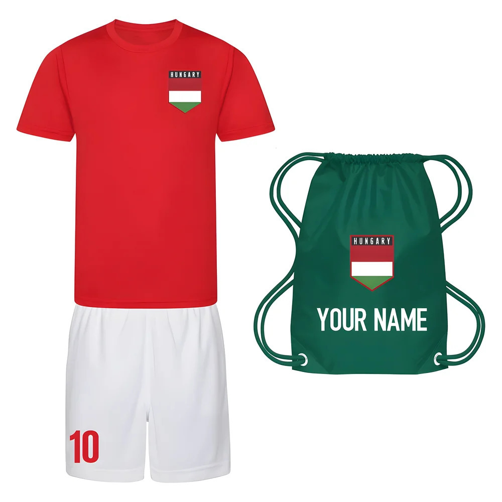 Personalised Hungary Training Kit Package Polyester Uksoccershop Men's Red Large