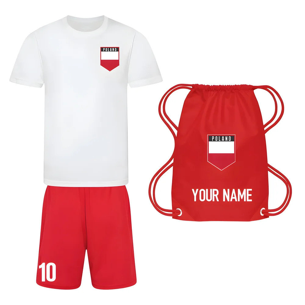 Personalised Poland Training Kit Package Polyester Uksoccershop Men's White Small