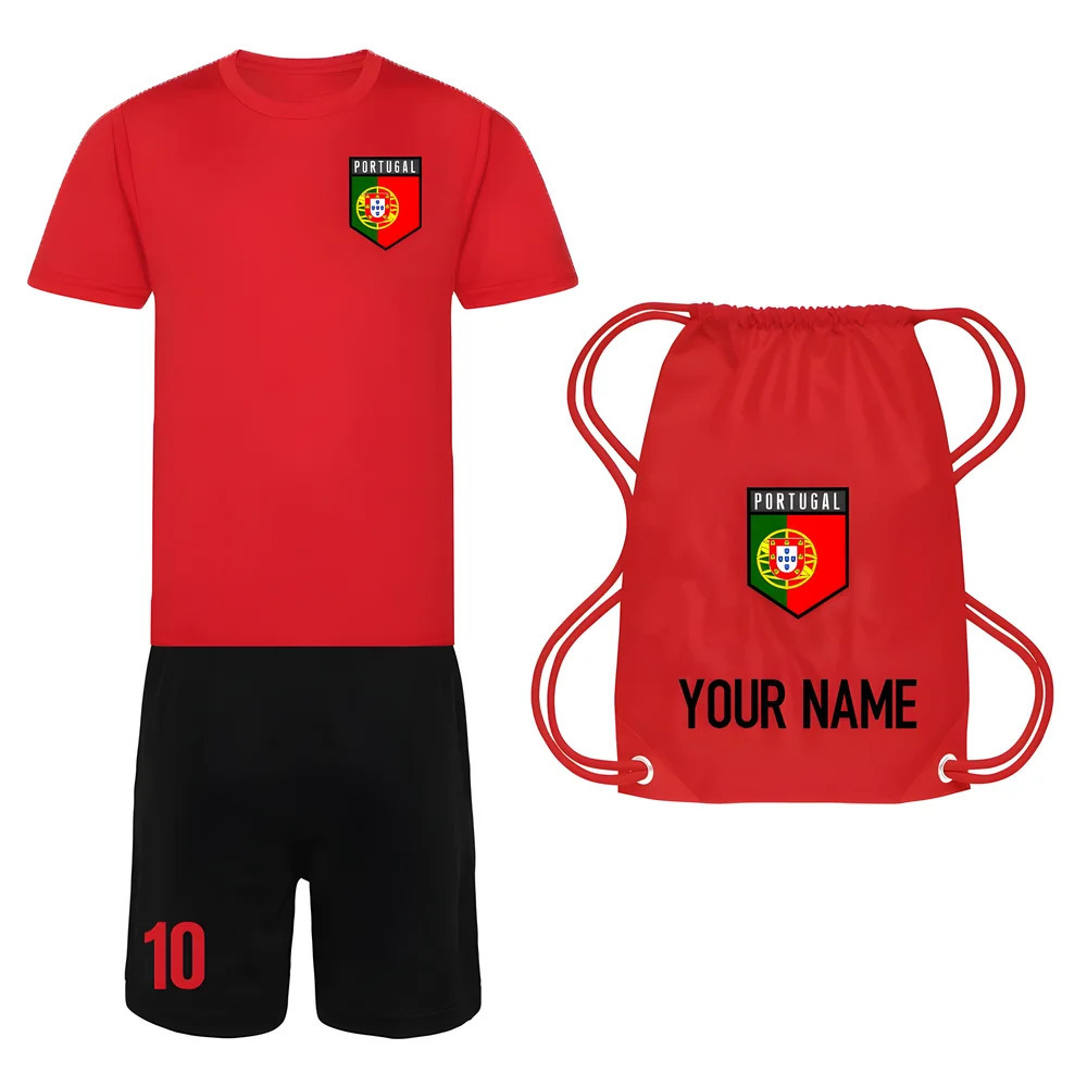 Personalised Portugal Training Kit Package Polyester Uksoccershop Men's Red Medium