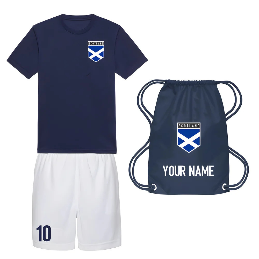 Personalised Scotland Training Kit Package Polyester Uksoccershop Men's Navy Medium
