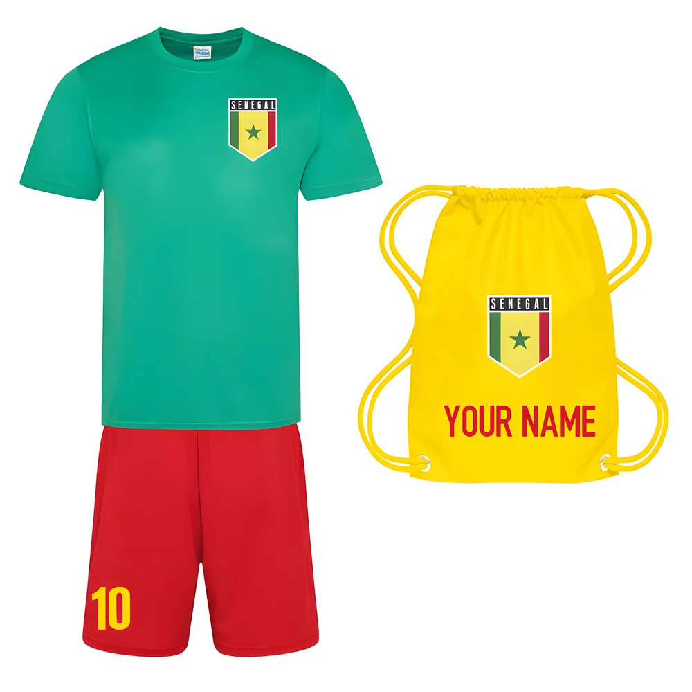 Personalised Senegal Training Kit Package Polyester Uksoccershop Men's Green Medium