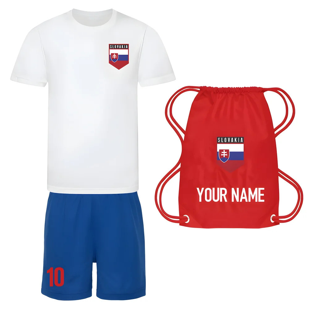 Personalised Slovakia Training Kit Package Polyester Uksoccershop Men's White Extra Small