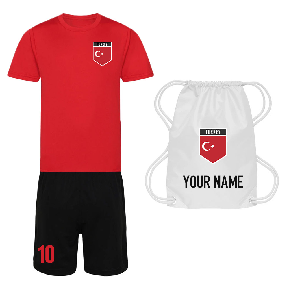 Personalised Turkey Training Kit Package Polyester Uksoccershop Men's Red Medium