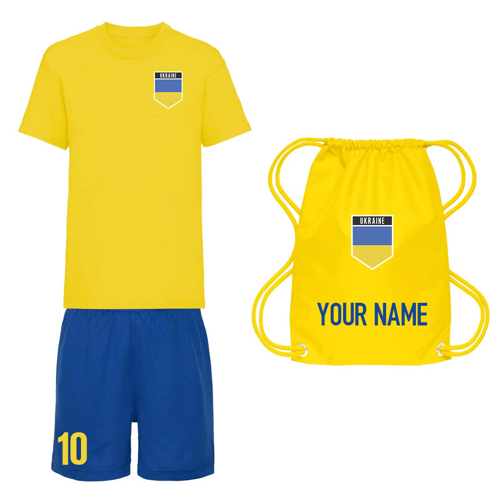 Personalised Ukraine Training Kit Package Polyester Uksoccershop Men's Yellow Medium
