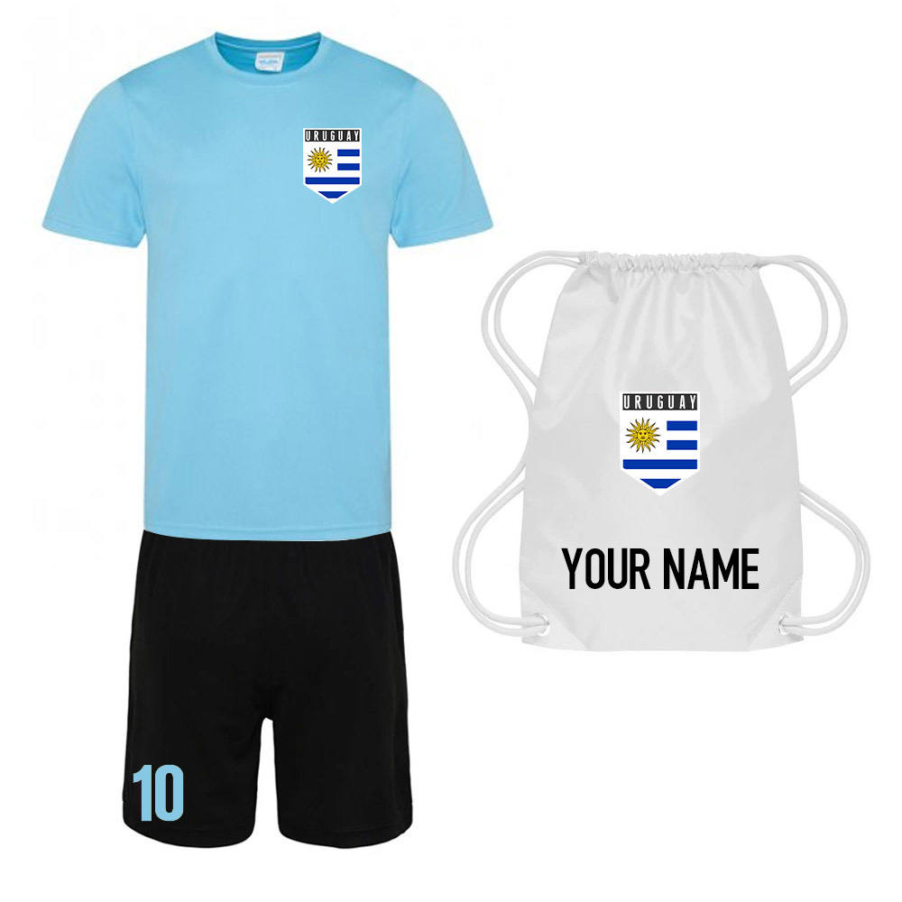 Personalised Uruguay Training Kit Package Polyester Uksoccershop Men's Sky Blue Xxl