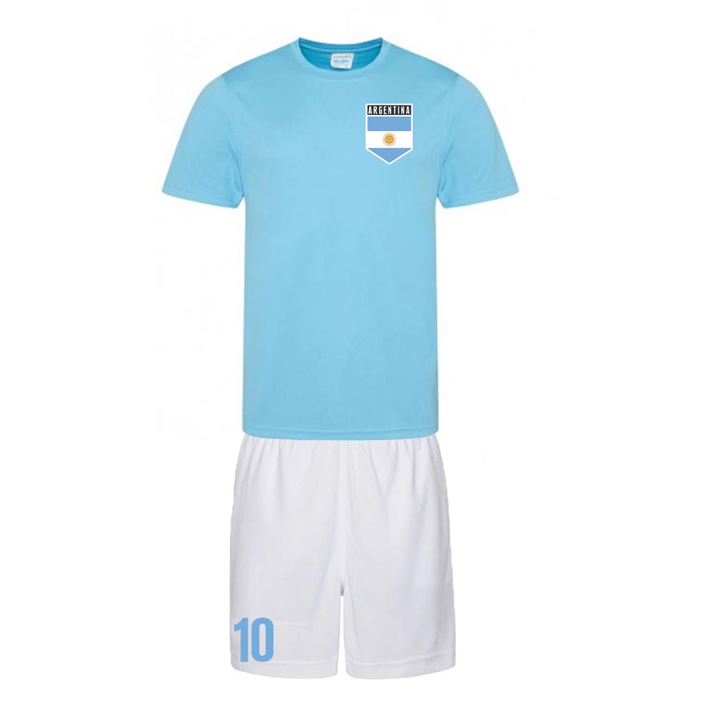 Personalised Argentina Training Kit Polyester Uksoccershop Men's Sky Blue Large