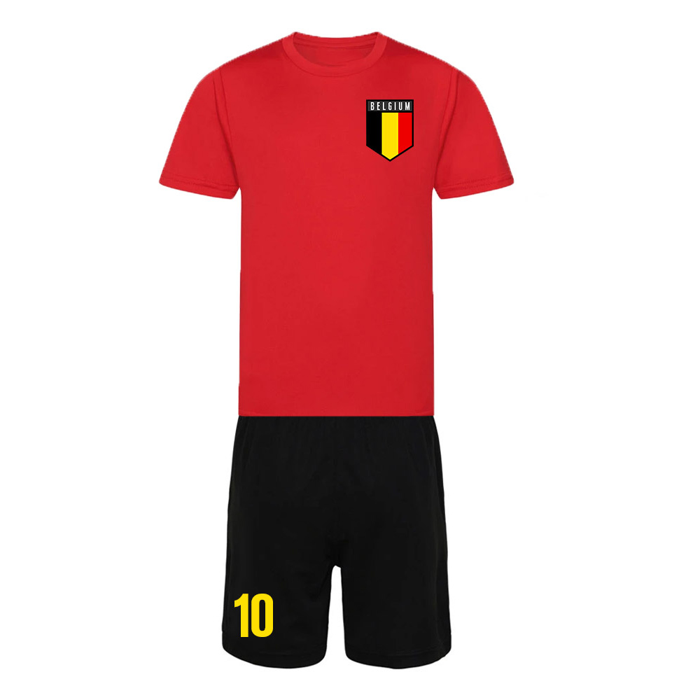 Personalised Belgium Training Kit Polyester Uksoccershop Men's Red Large