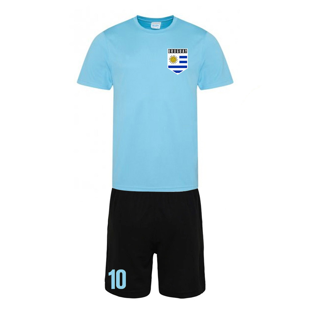 Personalised Uruguay Training Kit Polyester Uksoccershop Men's Sky Blue Large