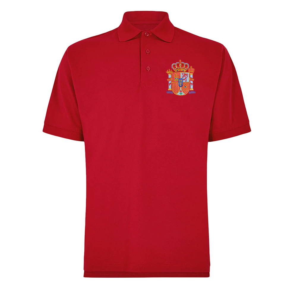 Spain National Team Embroide Polo Shirt (Red) Polyester Uksoccershop Men's Red Small
