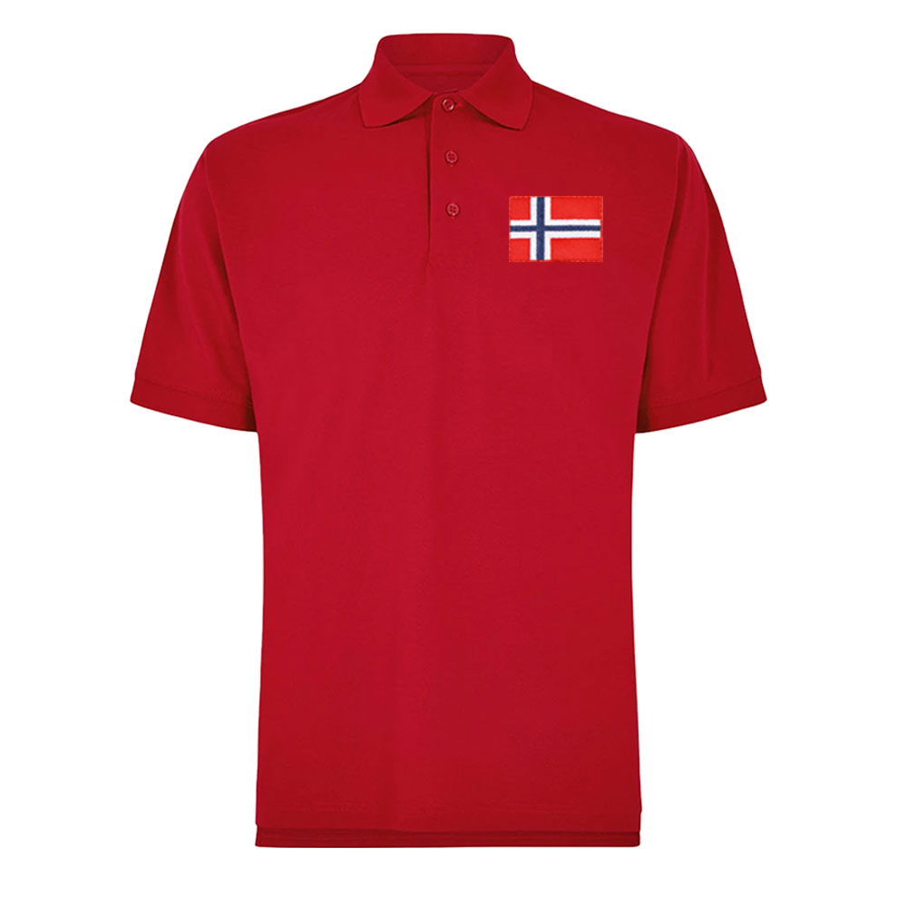 Norway National Team Embroide Polo Shirt (Red) Polyester Uksoccershop Men's Red Medium