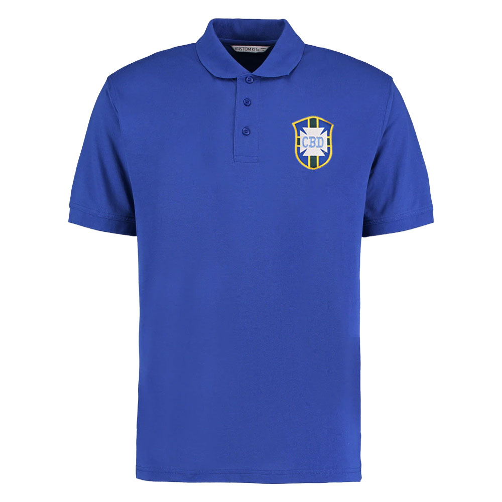 Brazil National Team Embroidered Polo Shirt (Royal ) Polyester Uksoccershop Men's Blue Extra Large
