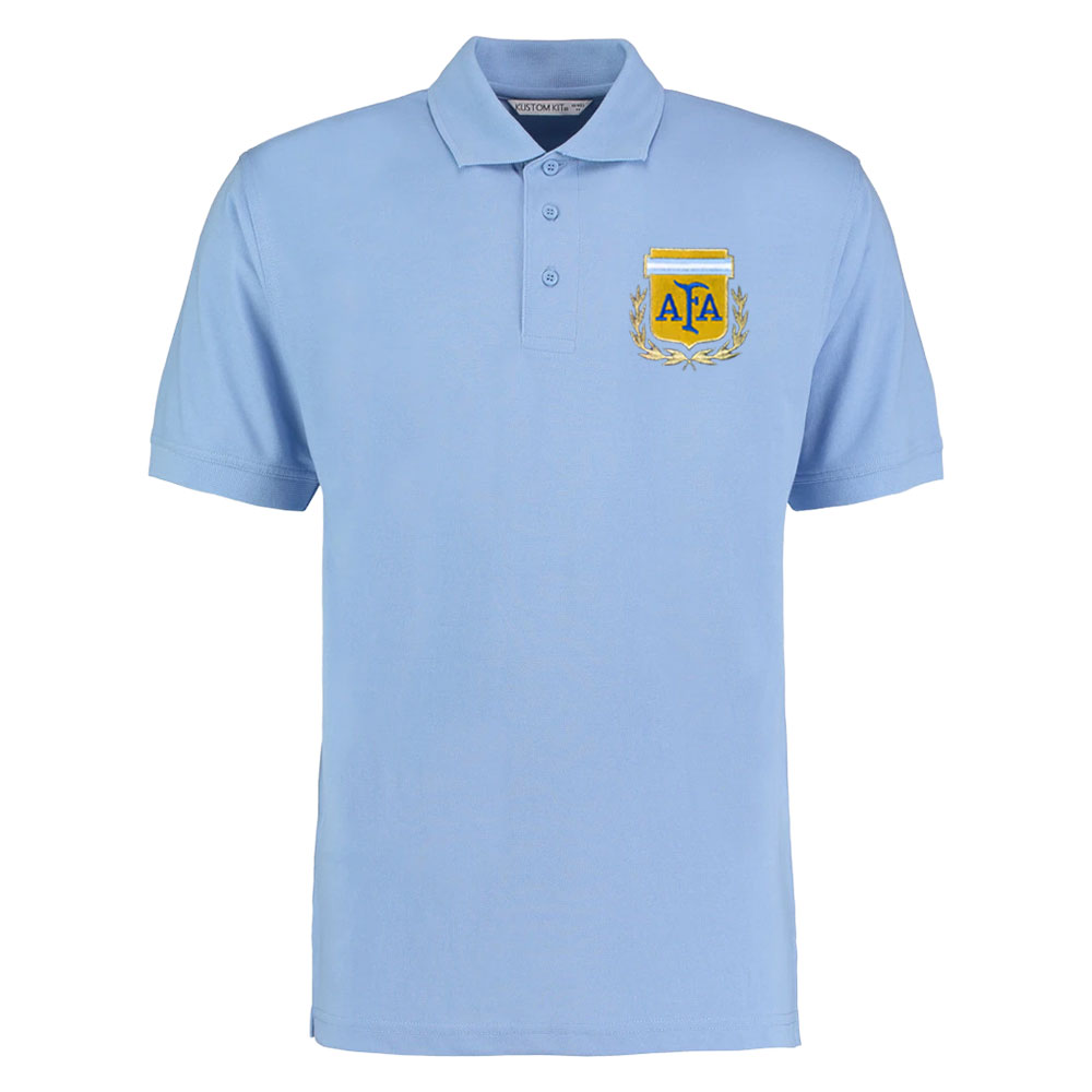 Argentina National Team Embroidered Polo Shirt (Sky Blue) Polyester Uksoccershop Men's Sky Blue Large