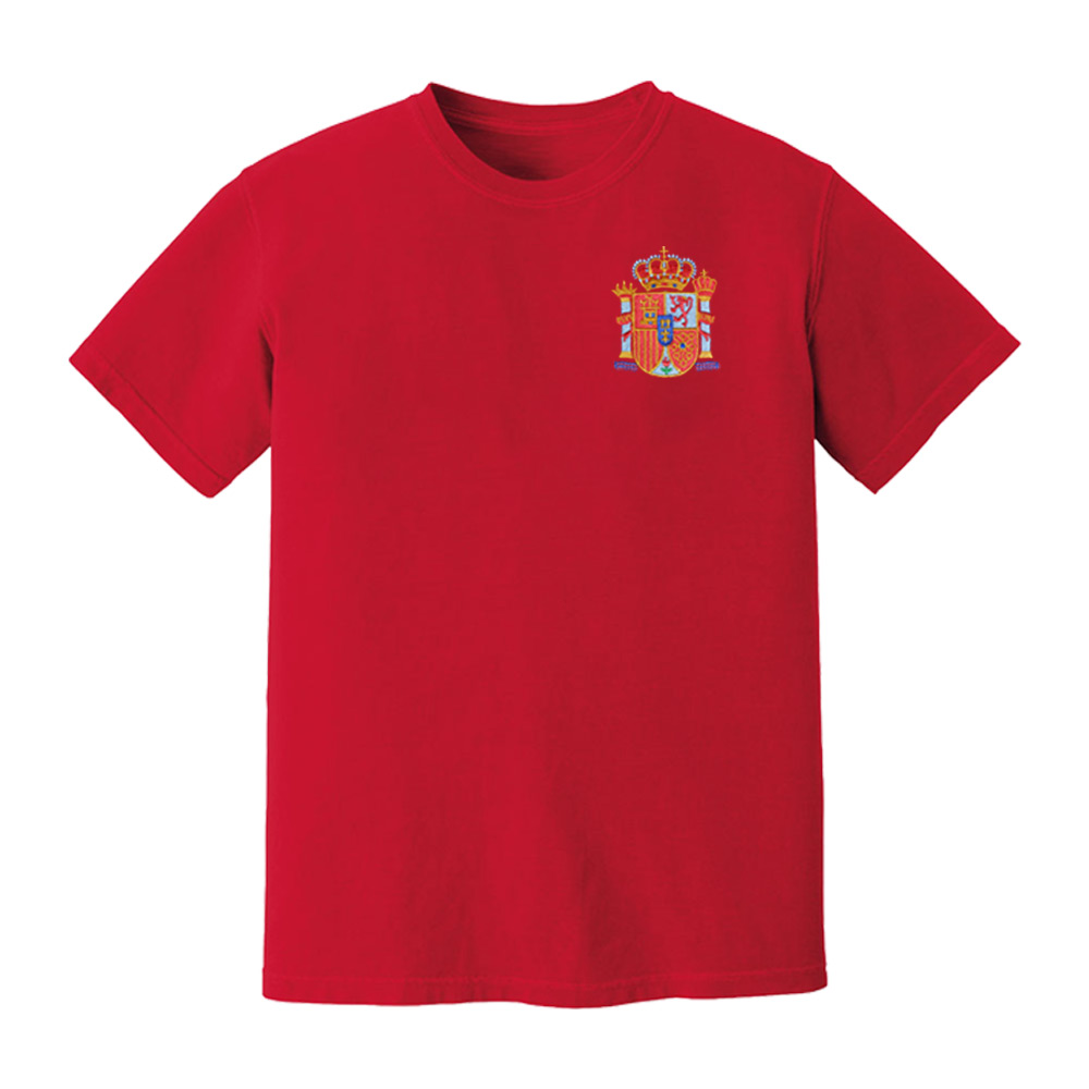 Spain National Team Embroide Tee (Red) Polyester Uksoccershop Men's Red Small