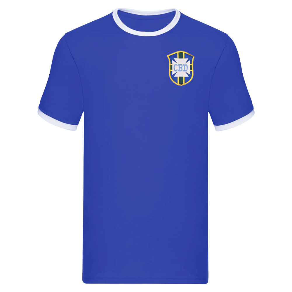 Brazil National Team Embroidered Ringer Tee (Royal ) Polyester Uksoccershop Men's Blue Xxl