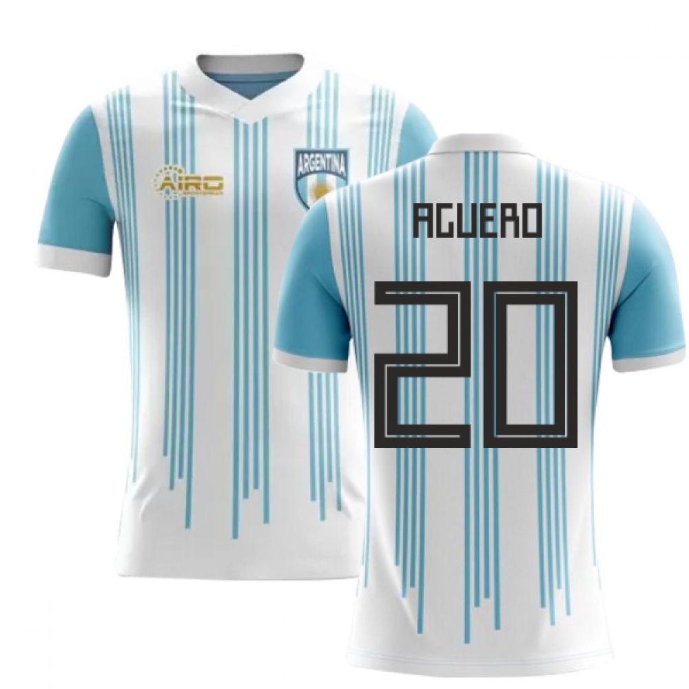 '25-'26 Argentina Home Concept Football Shirt (Aguero 20) - Kids Polyester Sergio Agüero Made By: Airo Sportswear Unisex Kids White Extra Large