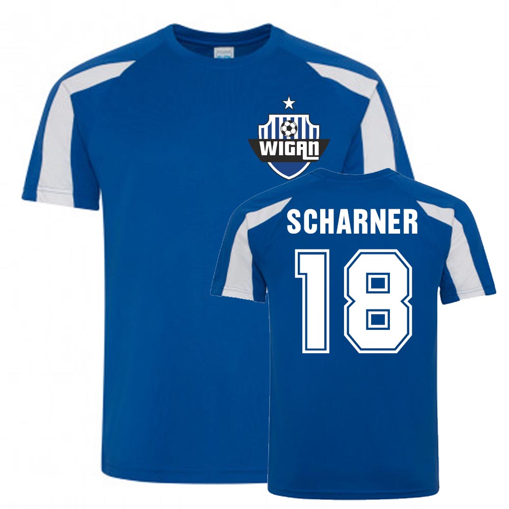 Paul Scharner Wigan Sports Training Jersey (Blue) Polyester Uksoccershop Men's Blue Extra Large