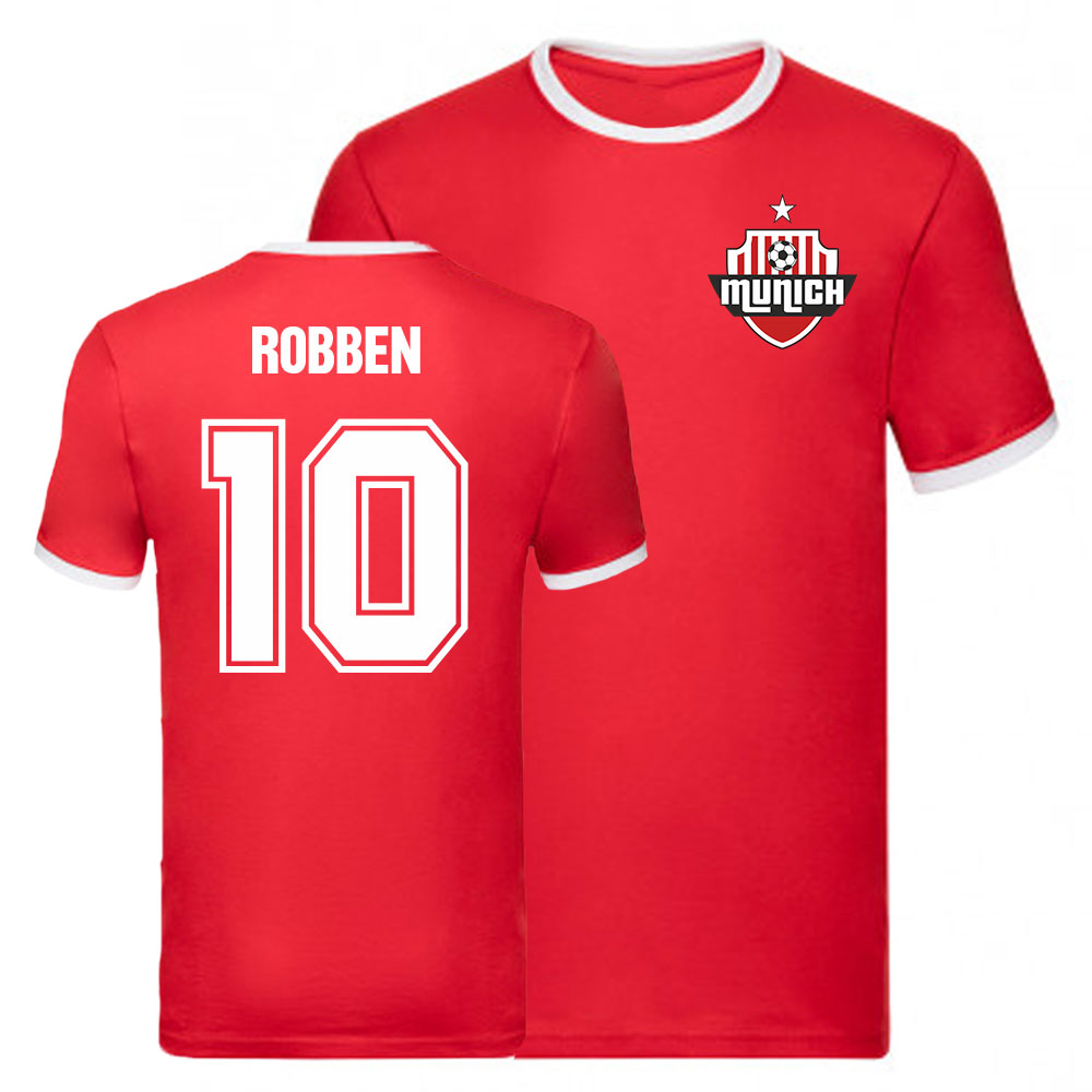 Arjen Robben Bayern Munich Ringer Tee (Red) Polyester Uksoccershop Men's Red Xxl