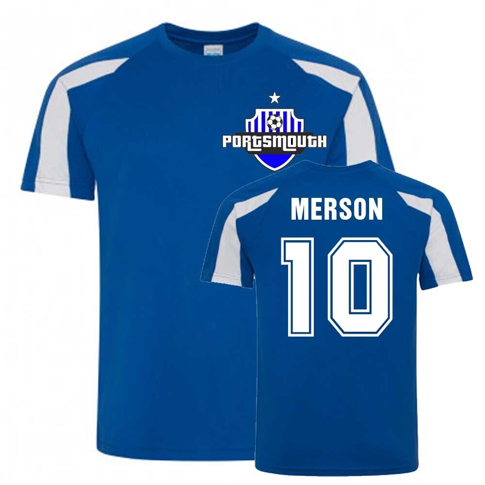 Paul Merson Portsmouth Sports Training Jersey (Blue) Polyester Uksoccershop Men's Blue Extra Small