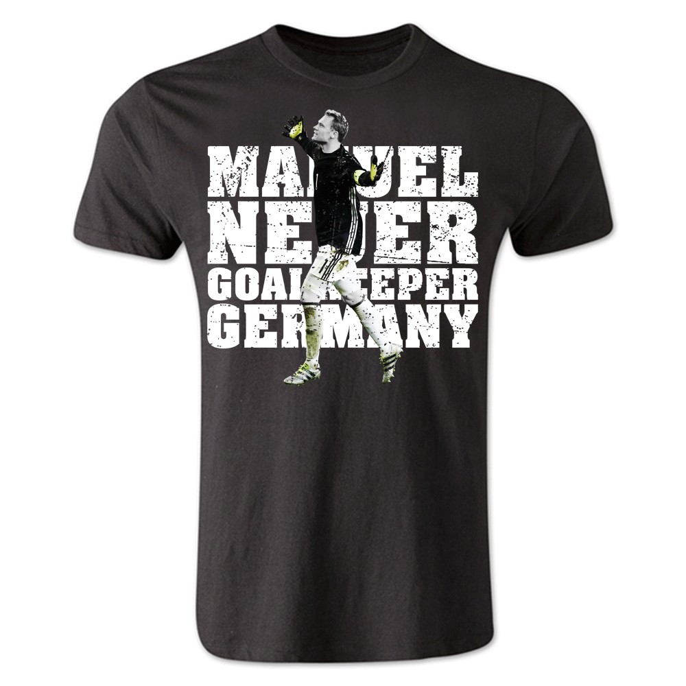 Manuel Neuer Germany Player T-Shirt (Black) Polyester Made By: Gildan Men's Black Extra Small