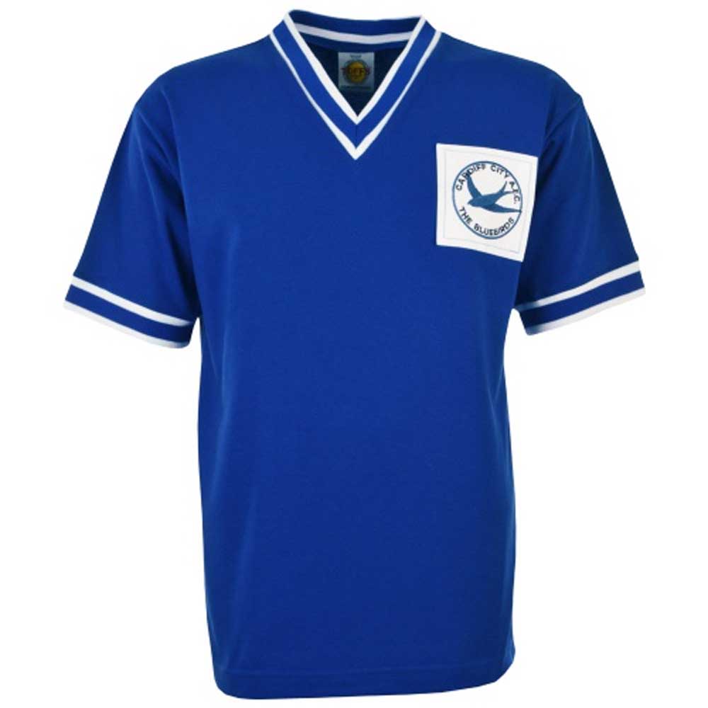Cardiff City 1960s Retro Football T Shirt Embroidered Crest S-XXXL 