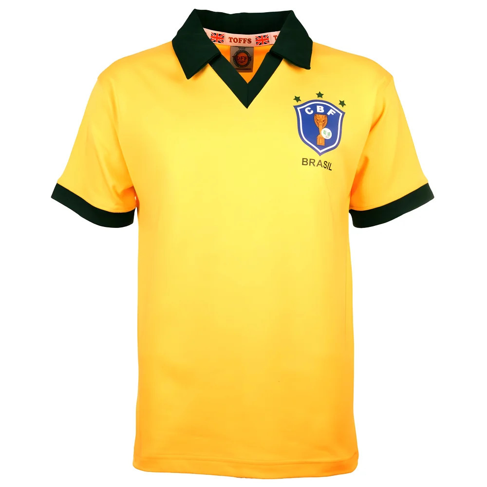 Brazil 1986 World Cup Retro Football Shirt Polyester Made By: Toffs Men's Yellow Medium