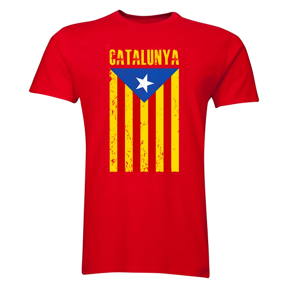 Catalonia Flag T-Shirt (Red) Polyester Catalunya Made By: Gildan Men's Red Xxl