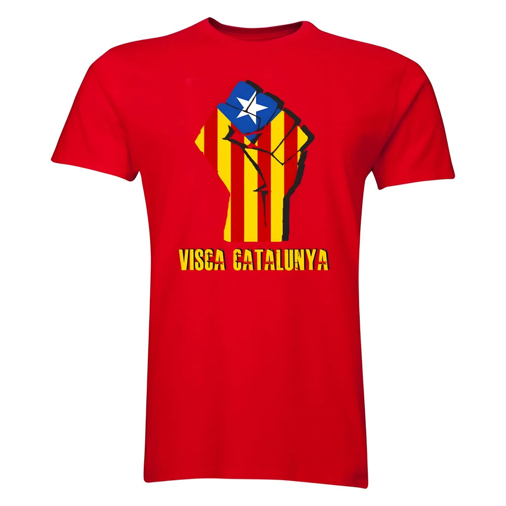 Visca Catalunya T-Shirt (Red) Polyester Made By: Gildan Men's Red Small