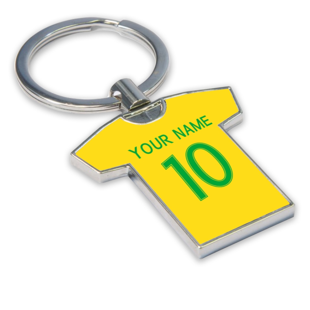 Click to view product details and reviews for Personalised Brazil Football Shirt Key Ring.