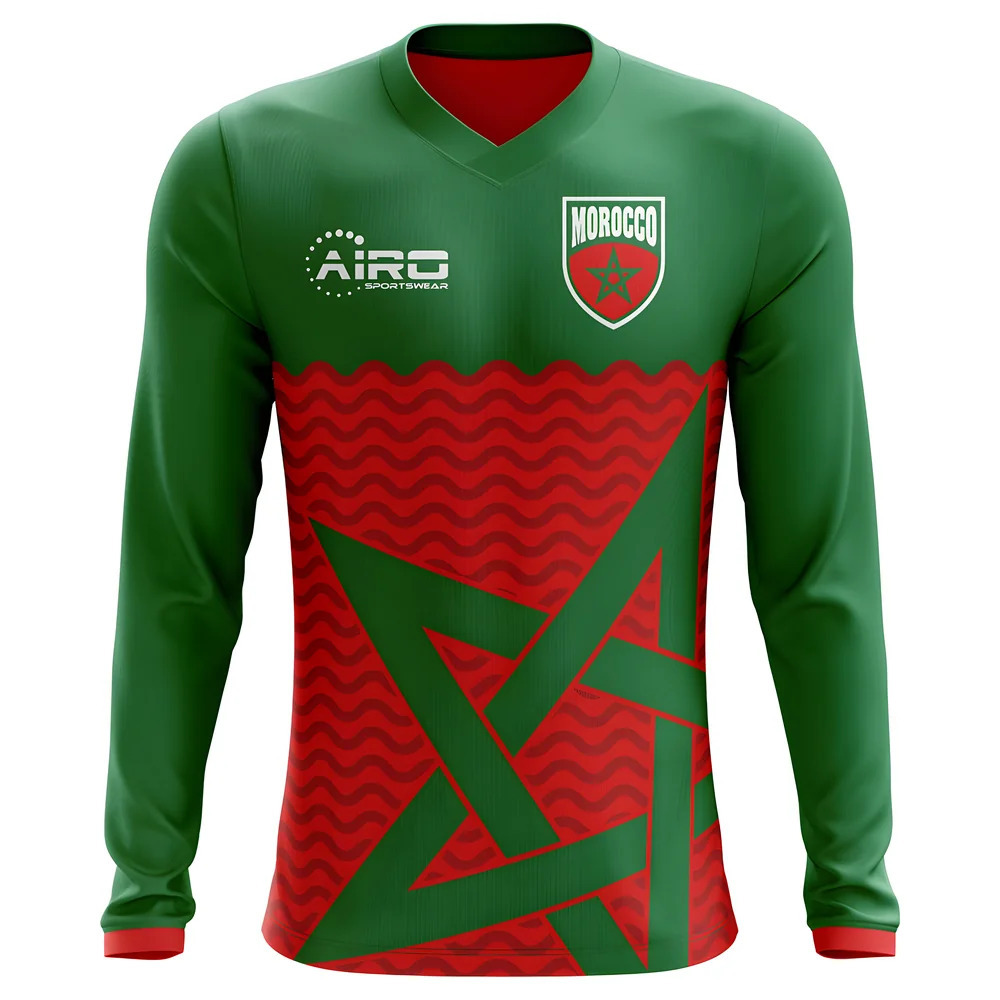 Click to view product details and reviews for 2020 2021 Morocco Long Sleeve Home Concept Football Shirt.