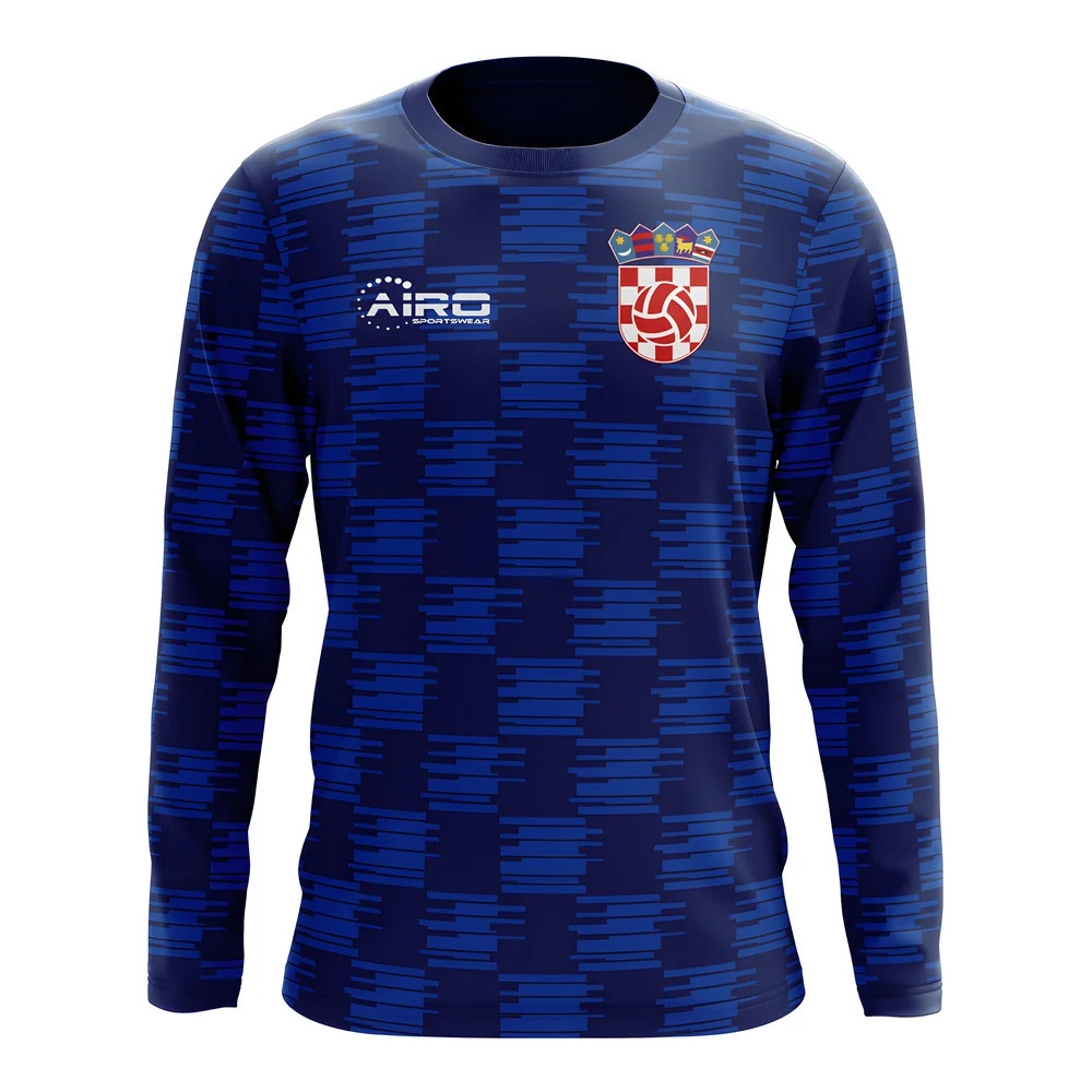 '25-'26 Croatia Long Sleeve Away Concept Football Shirt Polyester Made By: Airo Sportswear Men's Blue Xxl