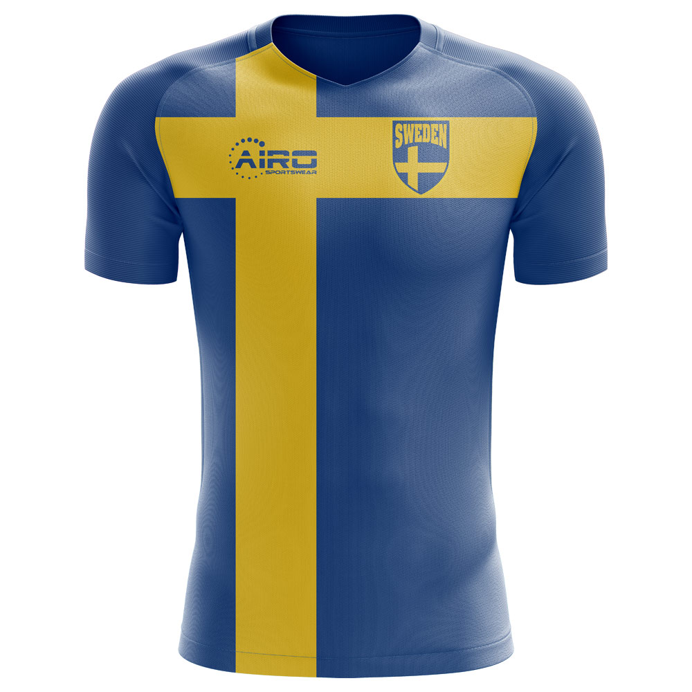 Boys or Girls Sweden Sverige 2021 Kids Football T-Shirt Country and Flag Retro Circle Swedish Euro Team Royal Blue 