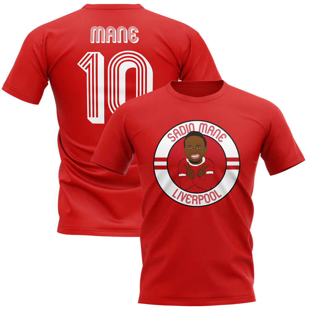 Sadio Mane Liverpool Illustration T-Shirt (Red) Polyester Made By: Gildan Men's Red Extra Large