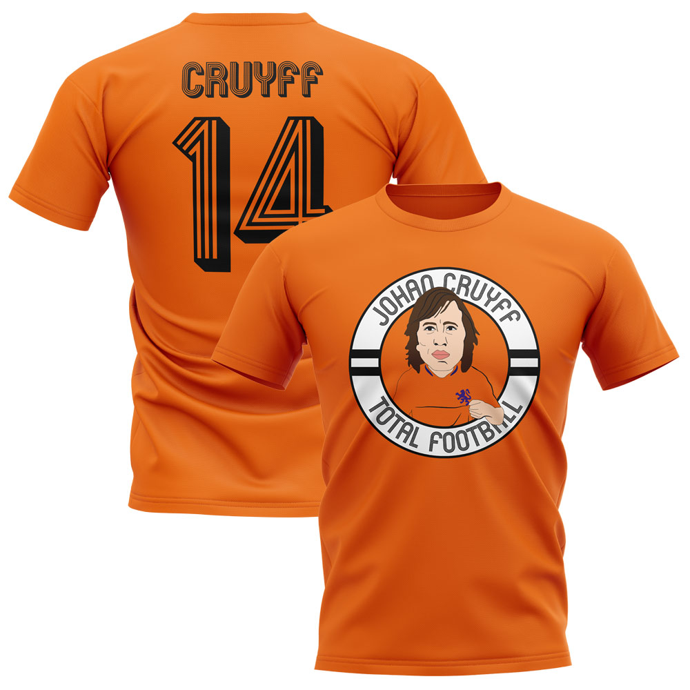 Johan Cruyff Holland Illustration T-Shirt (Orange)
