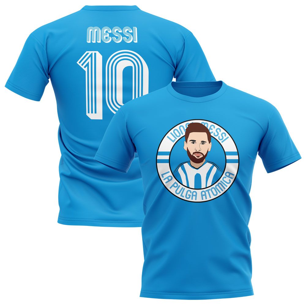 Click to view product details and reviews for Lionel Messi Argentina Illustration T Shirt Sky.