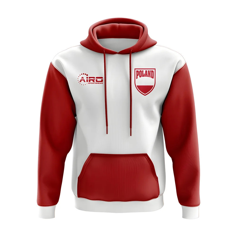 Poland Concept Country Football Hoody (White) Polyester Made By: Airo Sportswear Men's White 4XL